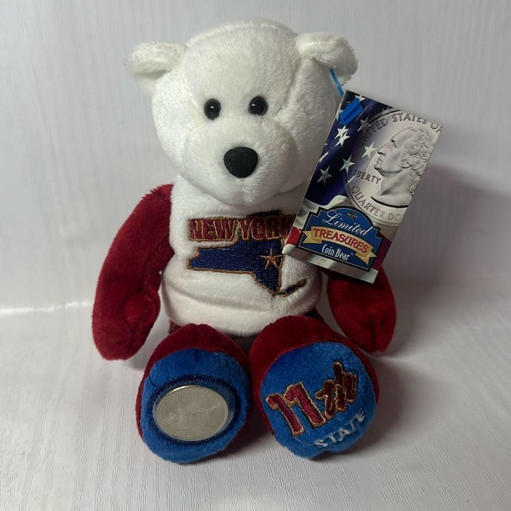 Vintage‎ Collectible Limited Treasures Plush Coin Bear New York State Quarter